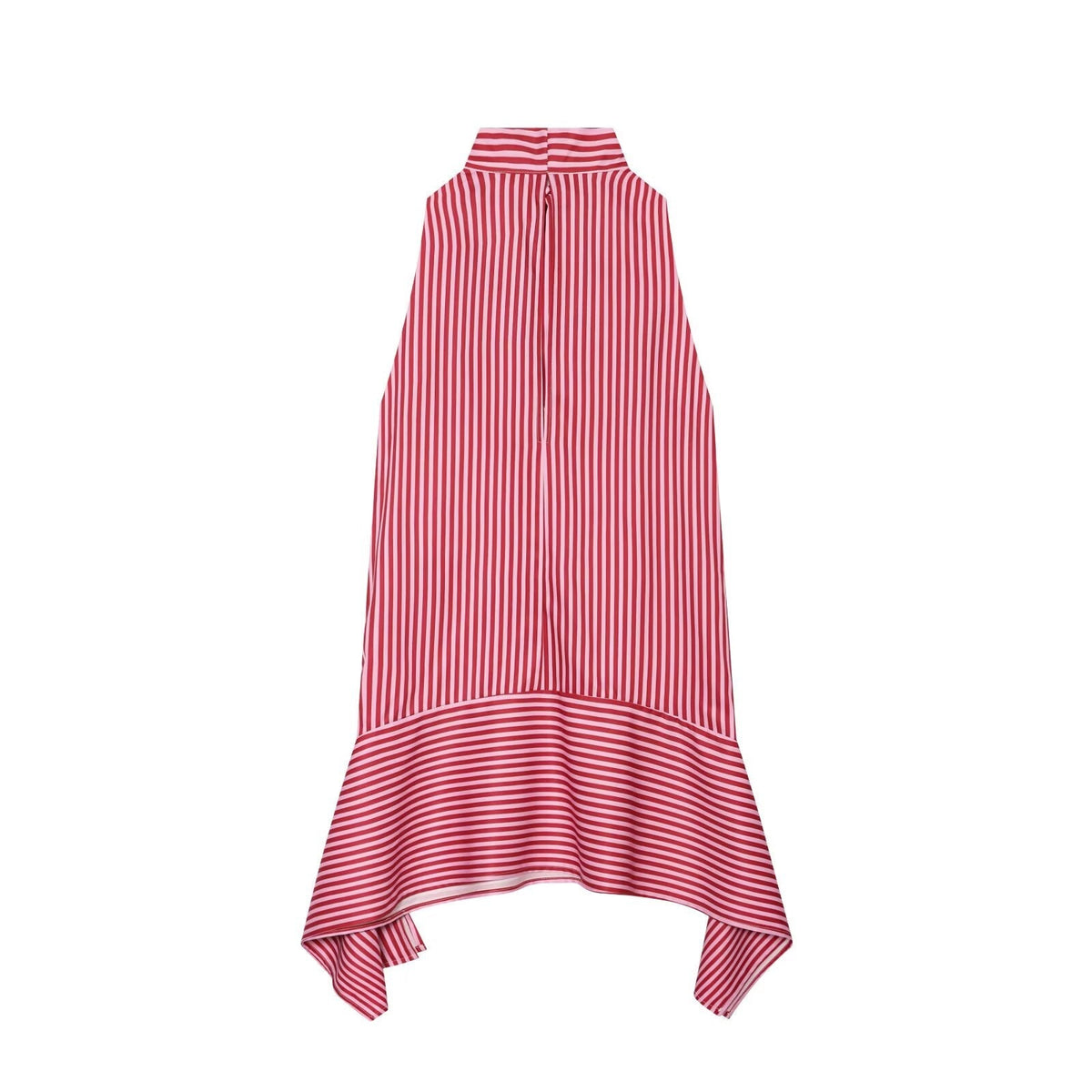 Women's bow decoration asymmetrical striped top