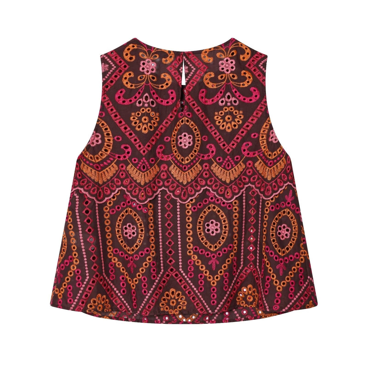 suit Women's 2 pieces hollowed out embroidered O-Neck top+Skirts
