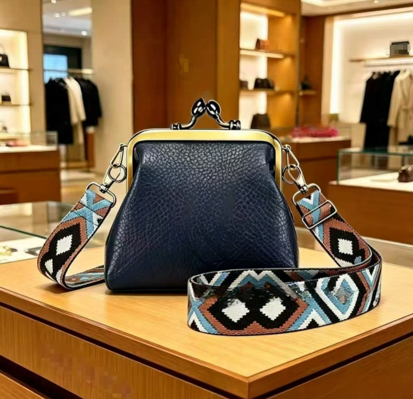 #278 Women's new wide shoulder strap mini clip coin purse crossbody bag