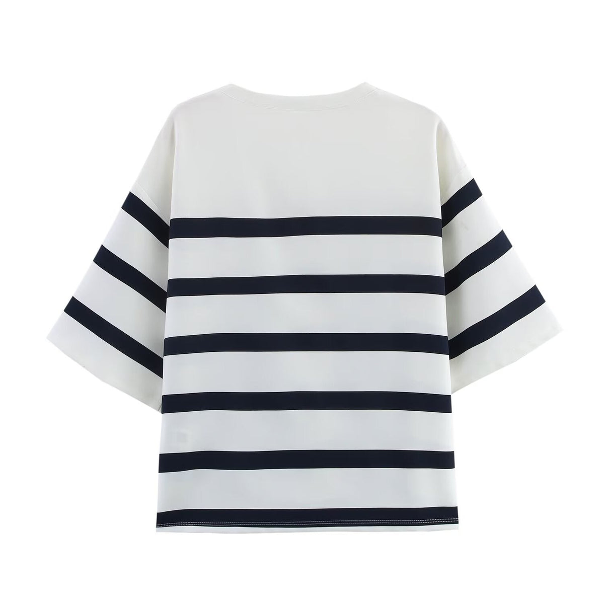 set woman 2 pieces2025 Fashion Striped short-sleeved Tops Vintage Female + high waist shorts Women's suit
